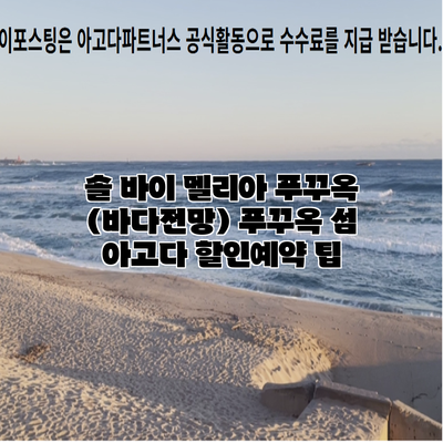 솔 바이 멜리아 푸꾸옥 (바다전망) 푸꾸옥 섬 아고다 할인예약 팁