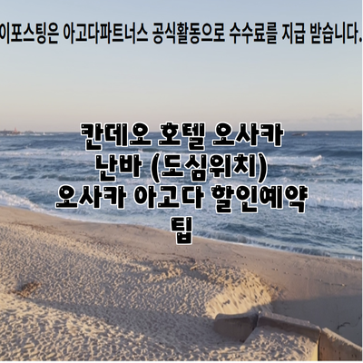 칸데오 호텔 오사카 난바 (도심위치) 오사카 아고다 할인예약 팁